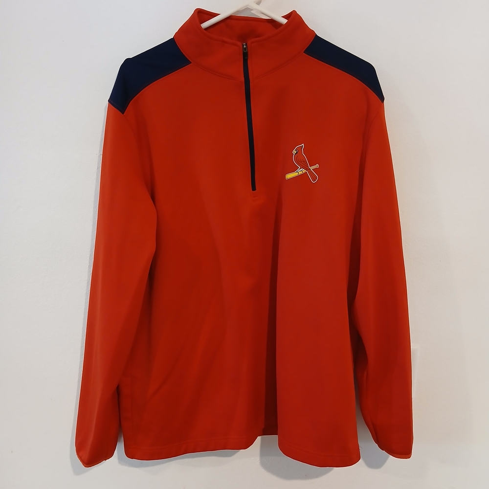MLB Genuine Merchandise Red and Blue St. Louis Cardinals 1/4 Zip Sweatshirt XL